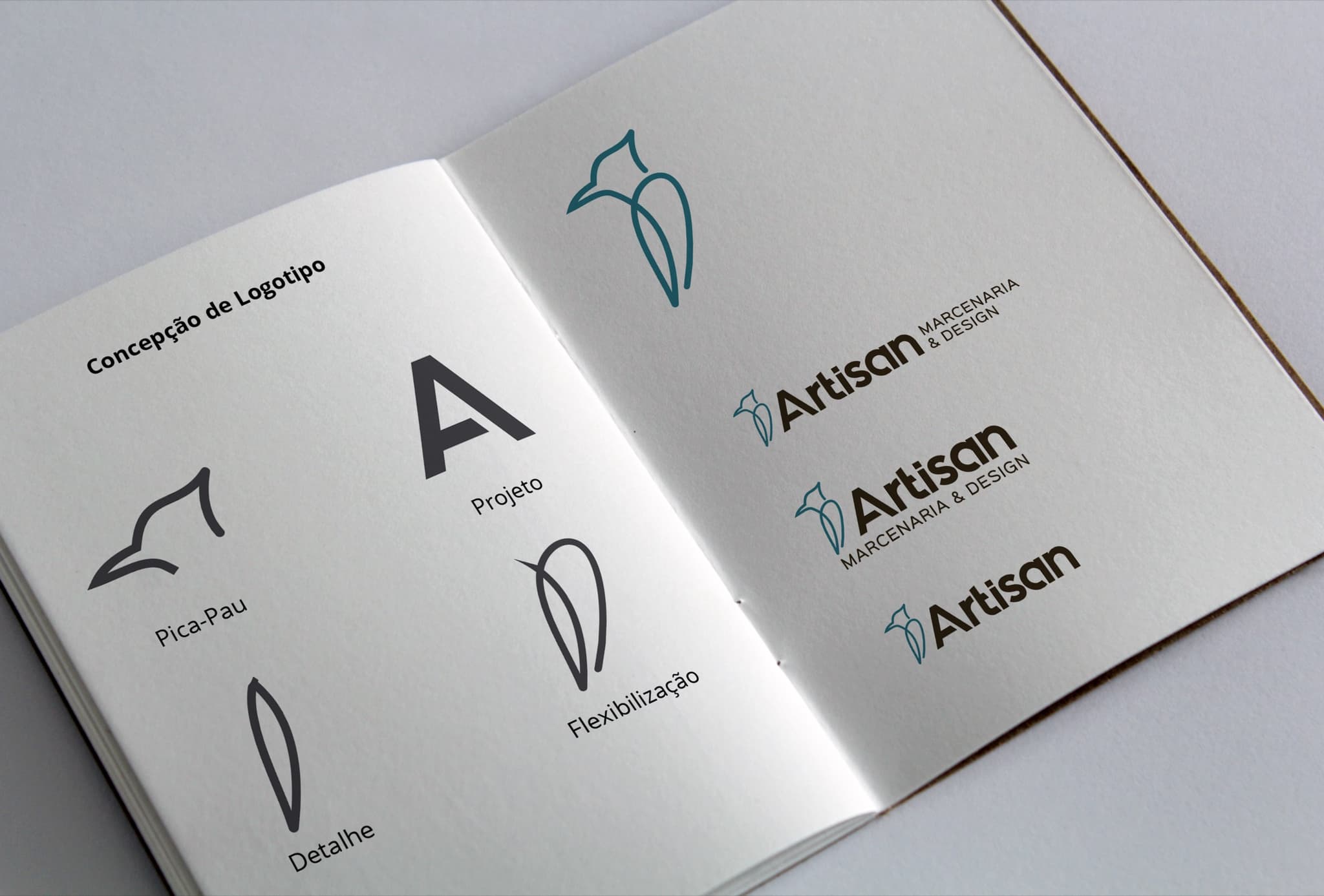Composição do logotipo da Artisan Marcenaria