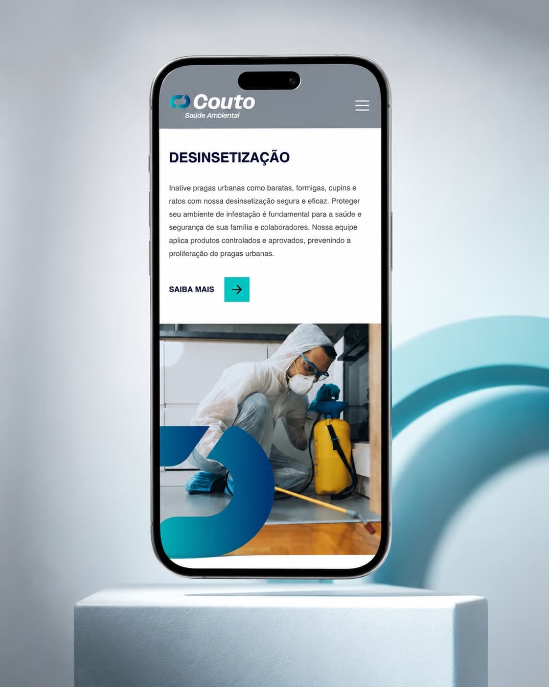Página de desinsetização do site da Couto em um celular